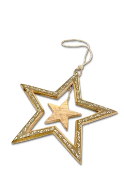 Deko Anhänger CALM & COSY Mango 29,5 x 30 x 2 cm Braun/Weiß