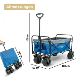 deluxe4home Bollerwagen BENNY 60 x 100 cm blau /grau