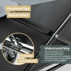 deluxe4home Bollerwagen mit Dach BEN 66 x 126 cm schwarz /grau