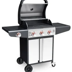 deluxe4home Gasgrill GRILLWAGEN XXL 131 x 54 cm silberfarbig /schwarz