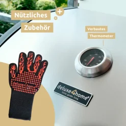 deluxe4home Gasgrill GRILLWAGEN XXL 131 x 54 cm silberfarbig /schwarz