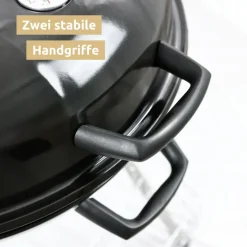 deluxe4home Holzkohlegrill KUGEL 64 x 59 cm schwarz