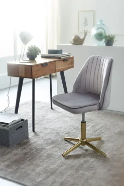 Drehstuhl 47 x 100 cm grau gold