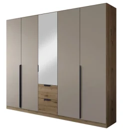 Drehtürenschrank CAMBRIDGE 2 226 x 210 x 54 cm Artisan Eiche/Champagner/Spiegel mittig