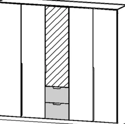 Drehtürenschrank CAMBRIDGE 2 226 x 210 x 54 cm Artisan Eiche/Champagner/Spiegel mittig