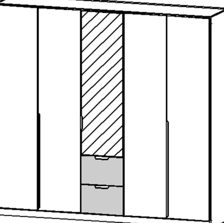 Drehtürenschrank CAMBRIDGE 2 226 x 210 x 54 cm Artisan Eiche/Champagner/Spiegel mittig