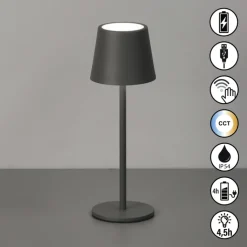 easy! by FHL Akku LED Tischlampe ROXY 27,5 cm sandgrau