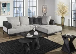 QUARTIER Ecksofa CONTES schwarz/ grau