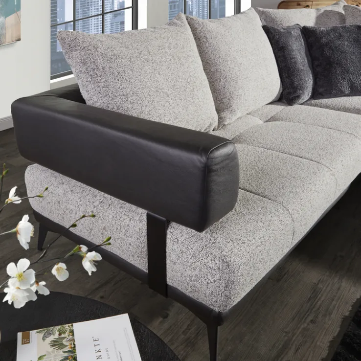 QUARTIER Ecksofa CONTES schwarz/ grau