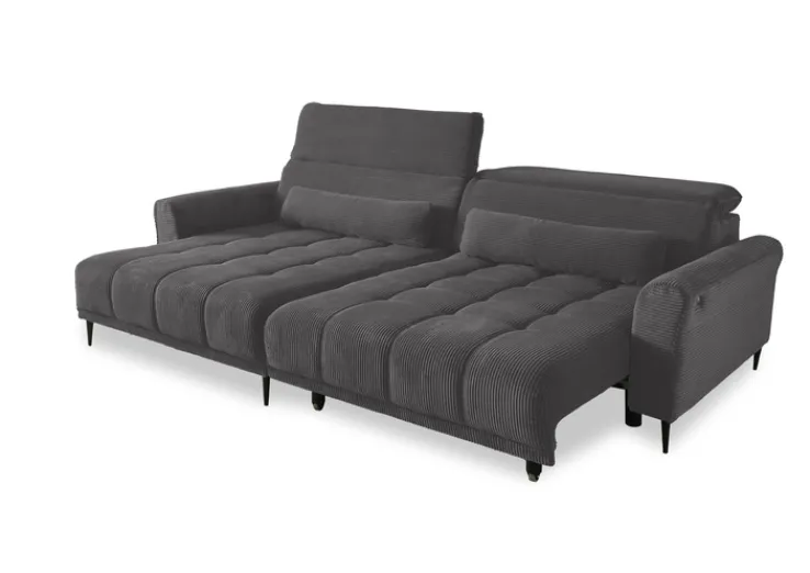 QUARTIER Ecksofa RAY 179 x 277 Cord dunkelgrau