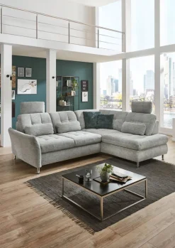 YoungLife by systempolster Ecksofa SEVRAN mit Schlaffunktion 242 x 210 cm alu