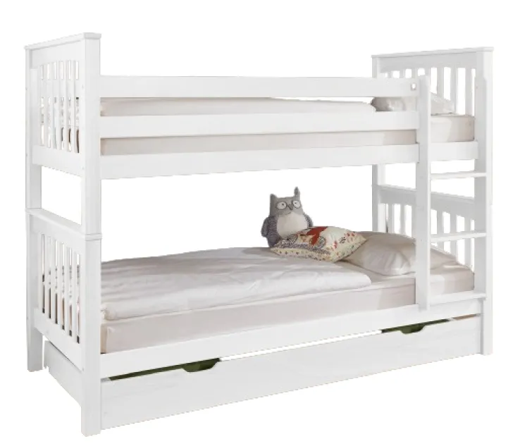 Kinder Etagenbett 140 x 200 cm mit Bettkasten weiß