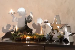 Fink Weihnachten Kerzenständer Engel HOLYWORKER 30 cm silberfarbig