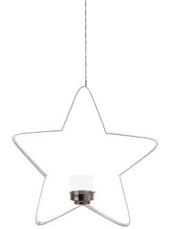 Fink Weihnachten Teelichthalter STACEY 30cm Edelstahl/Glas