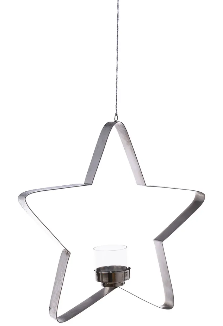 Fink Weihnachten Teelichthalter STACEY 30cm Edelstahl/Glas