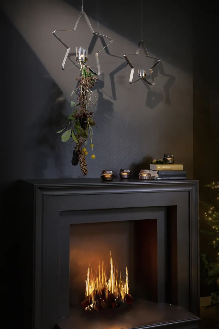 Fink Weihnachten Teelichthalter STACEY 30cm Edelstahl/Glas