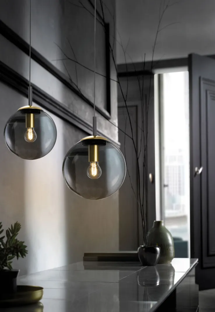 FISCHER & HONSEL Retrofit Pendlleuchte DINI 25 cm Rauchglas