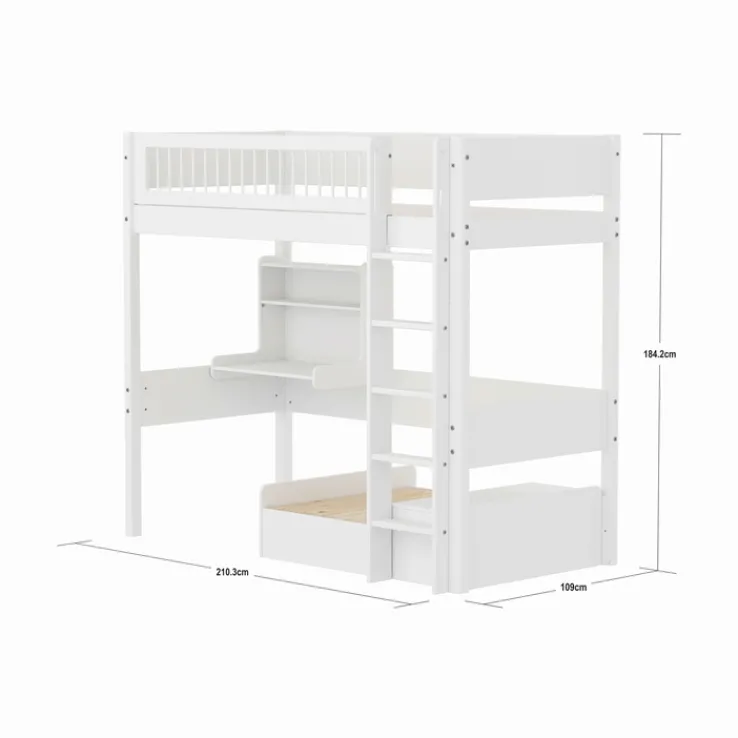 Kinder FLEXA Hochbett WHITE mit Sofabett