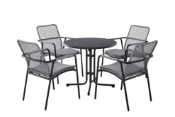 Garden FLAIR Stapelstuhl Garten REPTON ROPE 2er Set anthrazit /hellgrau