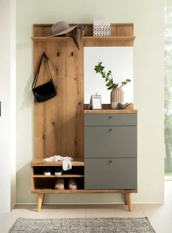 Garderobe ALVA 110 x 200 cm Braun/Salbei