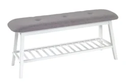 Garderobenbank 100 x 44 cm Weiß/ Grau