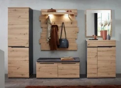 Garderobenbank SEDEO 120 x 50 cm Artisan Eiche-Dekor / Graphit