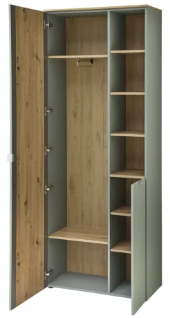 Garderobenschrank 78 x 202 x 38 cm schilfgrün supermatt/braun