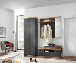 Garderobenschrank BOGOTA 70 x 211 cm Wildeiche massiv/anthrazit