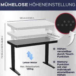 Höhenverstellbarer Schreibtisch BONMEDICO MOVU weiß