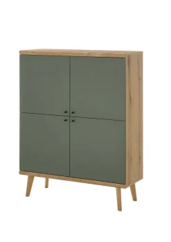 Highboard ALVA 107 x 134 cm Salbeifarbig/braun