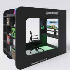 Kinder Hochbett MINECRAFT 120 x 200 cm schwarz/ grau