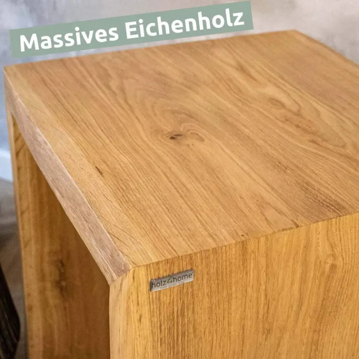 holz4home Massivholzbank 40 x 45 cm Eiche geölt mit Baumkante