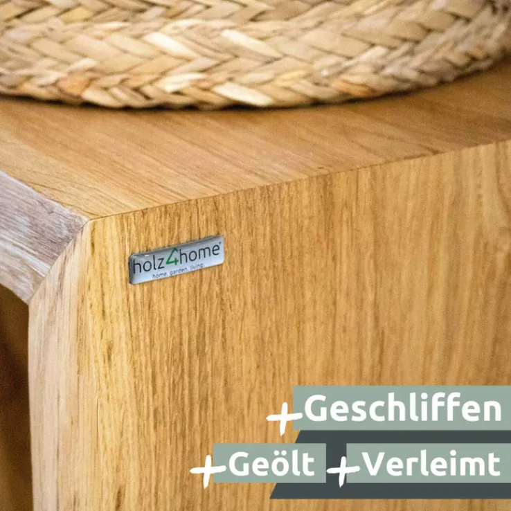 holz4home Massivholzbank 100 x 45 cm Eiche geölt mit Baumkante