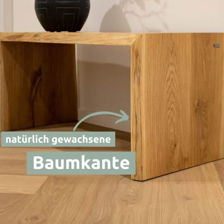 holz4home Massivholzbank 100 x 45 cm Eiche geölt mit Baumkante