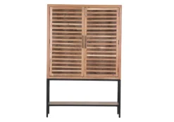 INTERhome Glasschrank SHOWCASE 100 x 160 cm Akazie massiv natur gesmoked lackiert/Glastüren