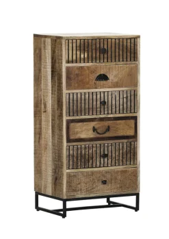 INTERhome Kommode GENESIS 50 x 100 cm Mango massiv natur/schwarz