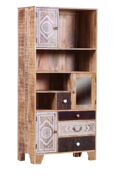 INTERhome Vitrine PUNO 80 x 170 cm braun Mango massiv