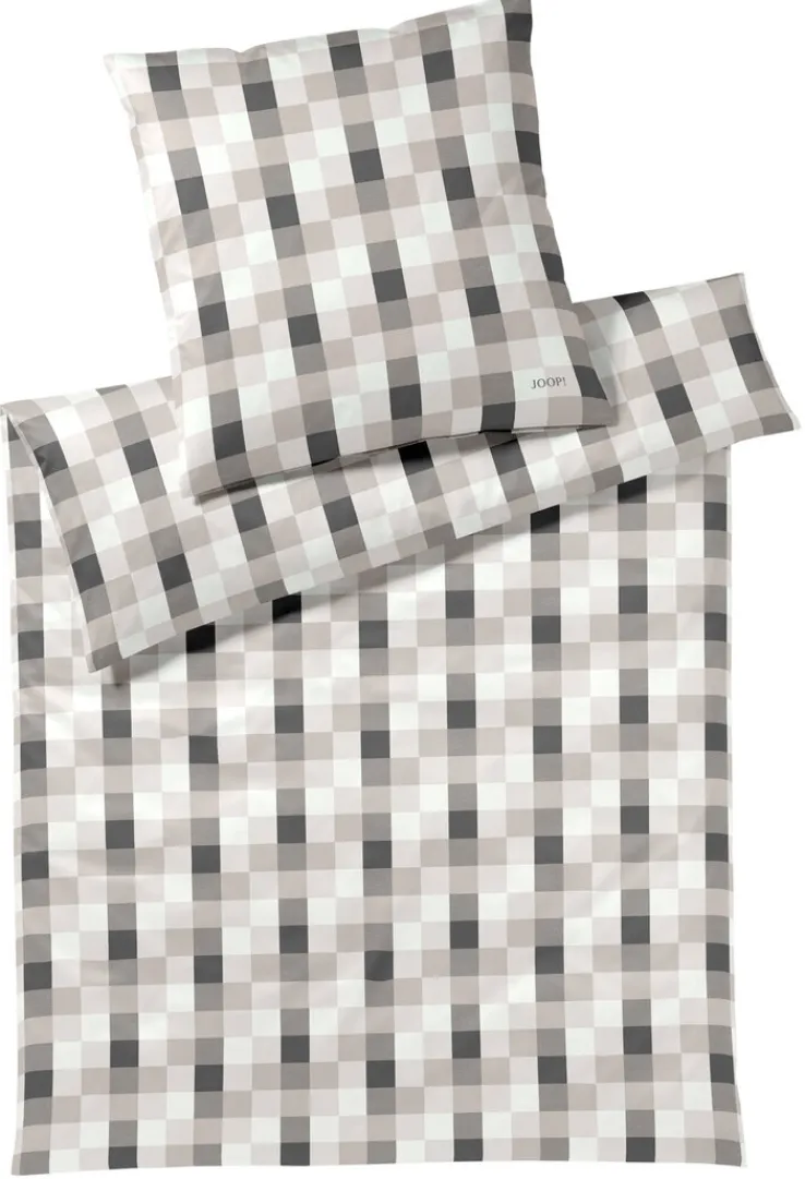 JOOP! Mako-Satin-Bettwäsche MESH 155 x 220 cm beige/grau