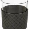 JOOP! Vase CORNFLOWER rund Durchmesser 20 cm Höhe 21 cm Klarglas Kunstleder anthrazit-schwarz