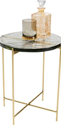 KARE DESIGN Beistelltisch rund ICE 40 cm Stahl/Glas goldfarbig