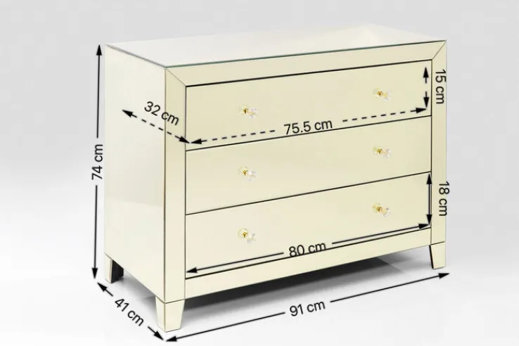 KARE DESIGN Kommode LUXURY 91 x 74 cm champangerbeige