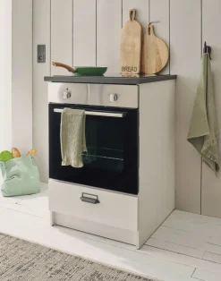 Küche Herdumbauschrank SHERWOOD ca. 63 x 93 x 64 cm Pinie Weiss Dekor