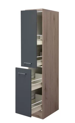 QUARTIER Küchen Apothekerschrank RALPH Eiche/ grau
