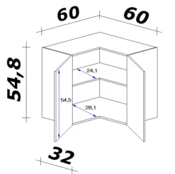QUARTIER Küchen Eckhängeschrank AVILA 60 cm Eiche /weiß matt