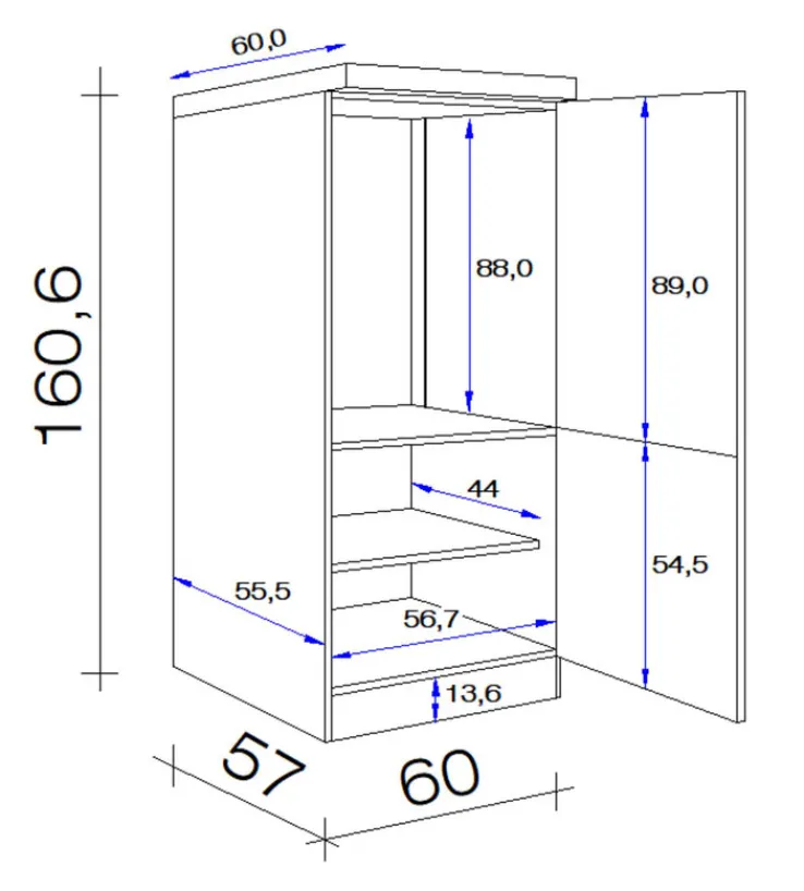 QUARTIER Küchen Geräteumbauschrank WITO 161 cm weiß