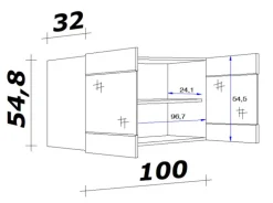 QUARTIER Küchen Glas-Hängeschrank AVILA 100 cm Eiche /weiß matt