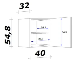 QUARTIER Küchen Hängeschrank AVILA 40 cm Eiche /weiß matt