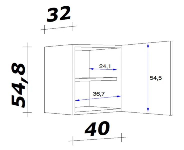 QUARTIER Küchen Hängeschrank AVILA 40 cm Eiche /weiß matt