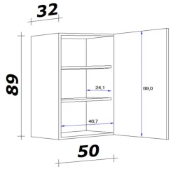 QUARTIER Küchen Hängeschrank AVILA 50 cm Eiche /weiß matt