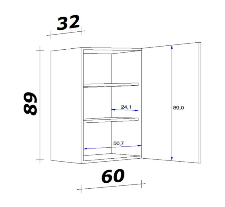 QUARTIER Küchen Hängeschrank AVILA 60 cm Eiche /weiß matt